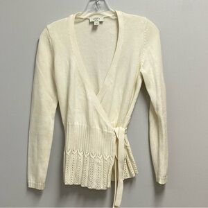 LOFT Ivory Knit Cardigan small petite